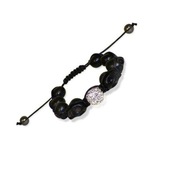 Dyed Turquoise Skull and Crystal Ball Bracelet - Picture 1 of 1